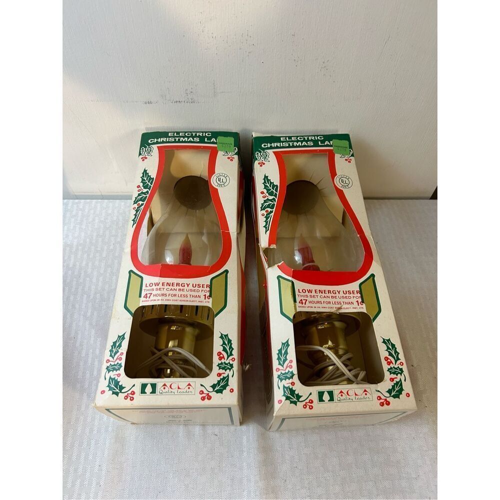 2 Beacon electric flame Christmas lamps vintage new USA‎